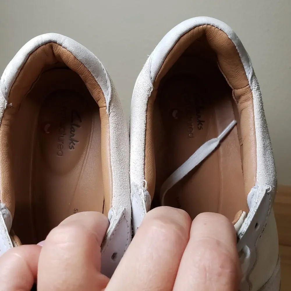 Clarks‎ Size 8 Un Rio Chunky Walking Sneaker Neutral Beige Leather Contemporary